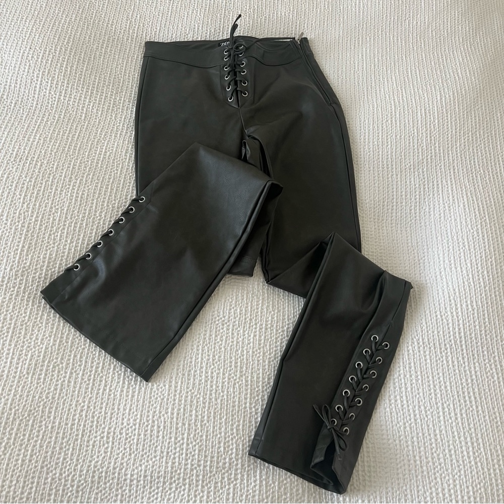 NWT Zara Leather Lace up Pants